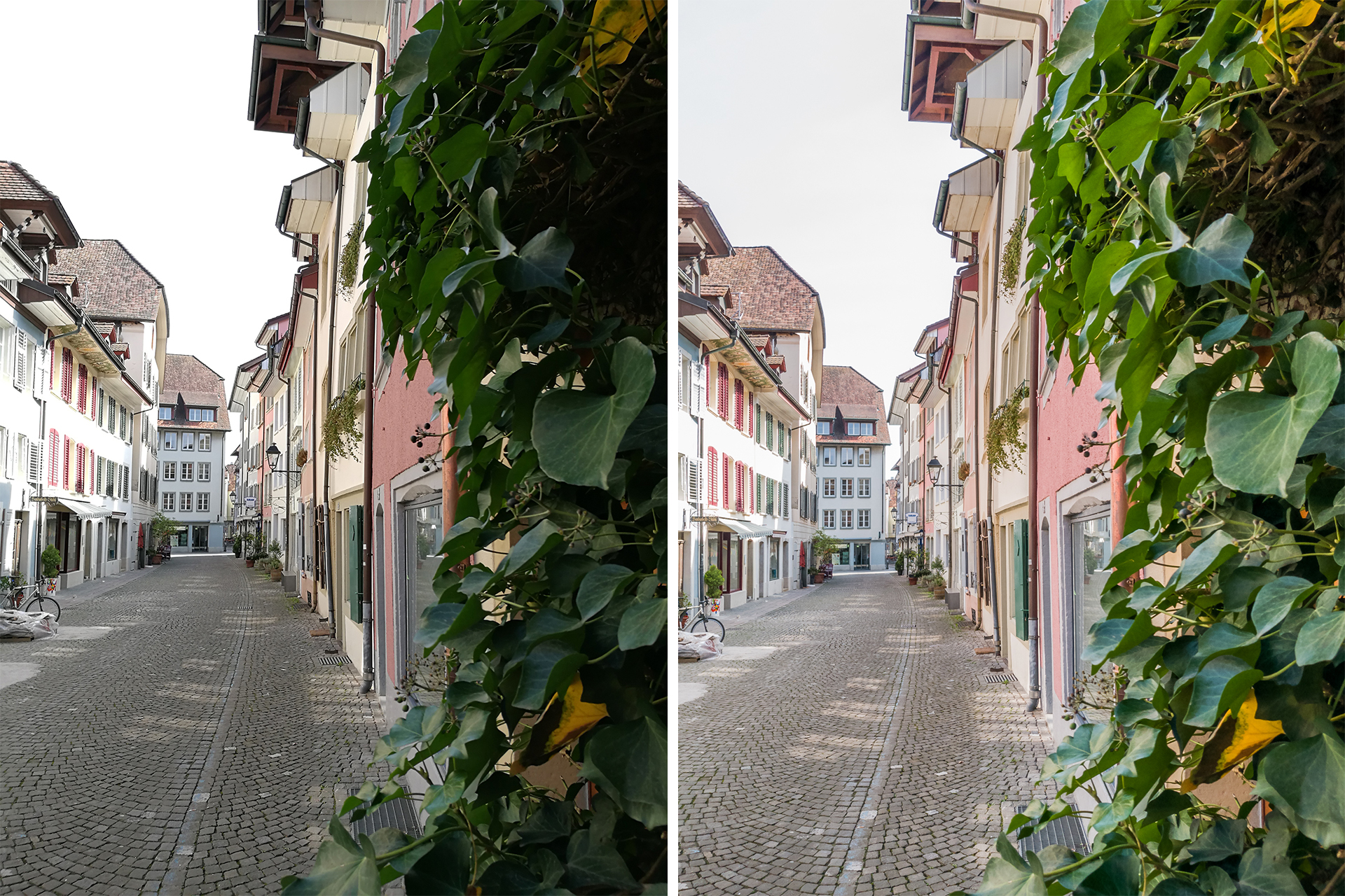 Huawei-p9-Testbild-Aarau-Altstadtgasse-vergleich
