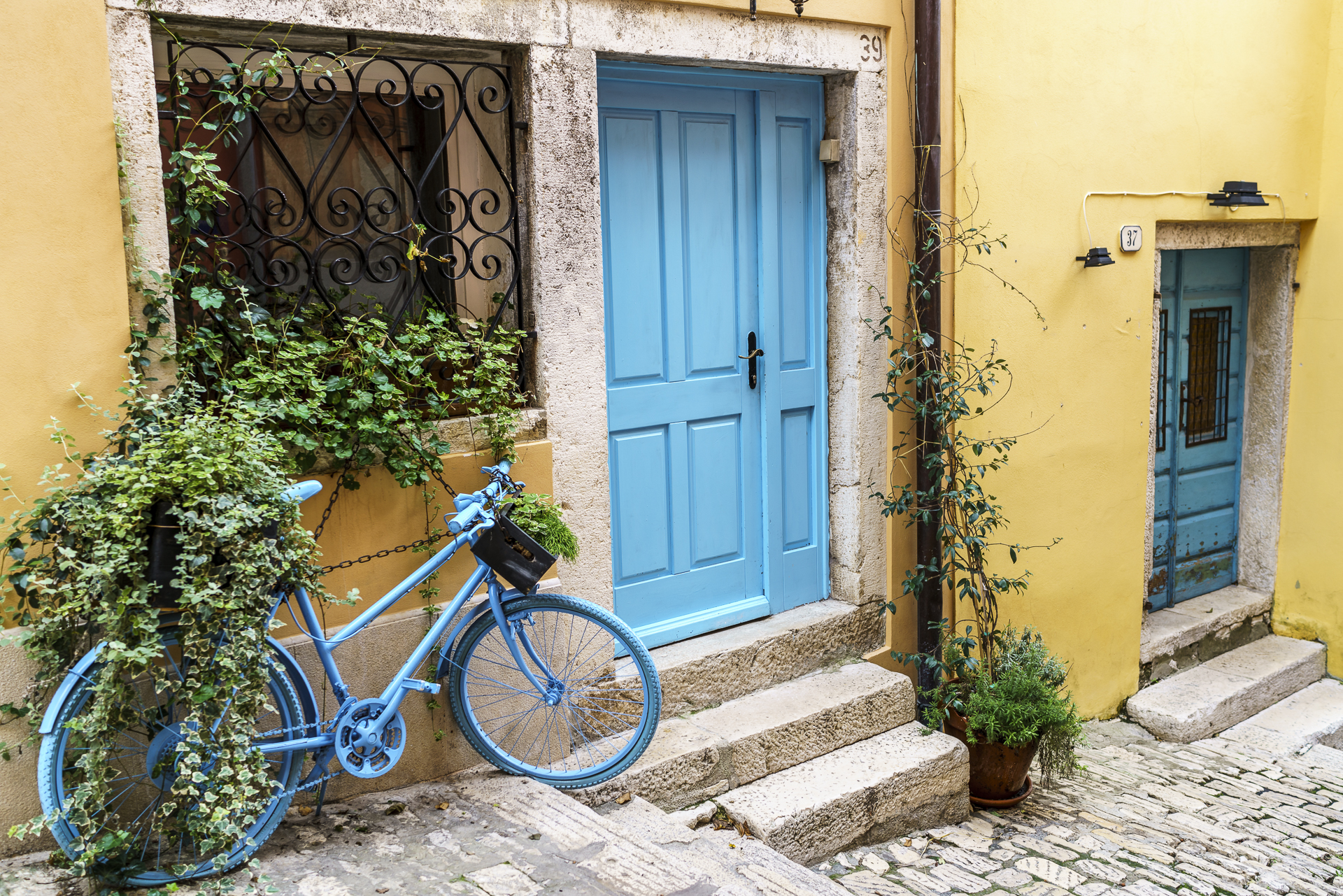 Blaue Tuer in Rovinj