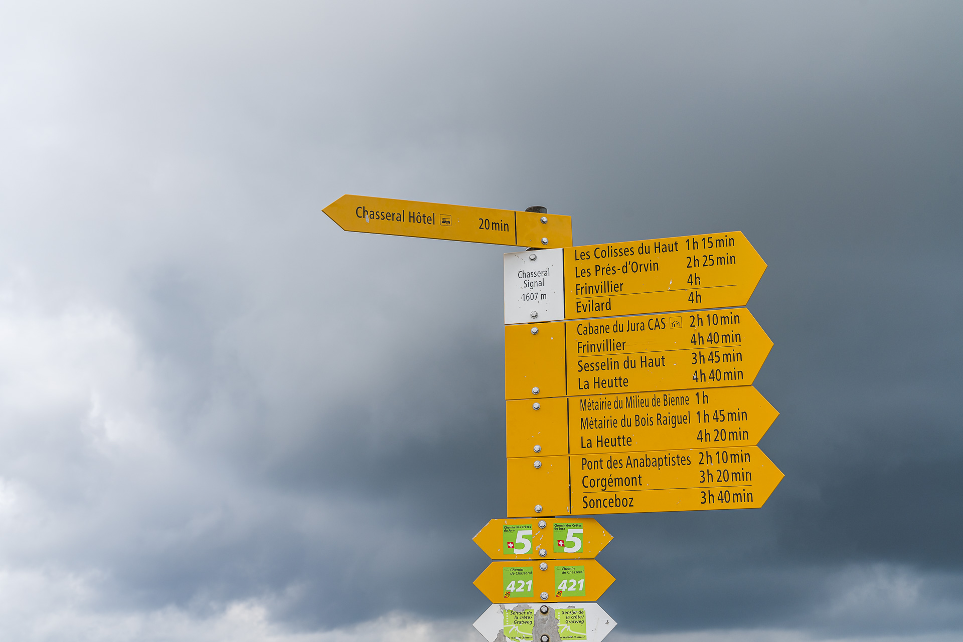 Wegweiser auf dem Chasseral