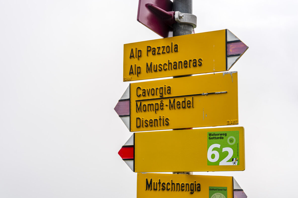 Wegweiser Walserweg Gottardo